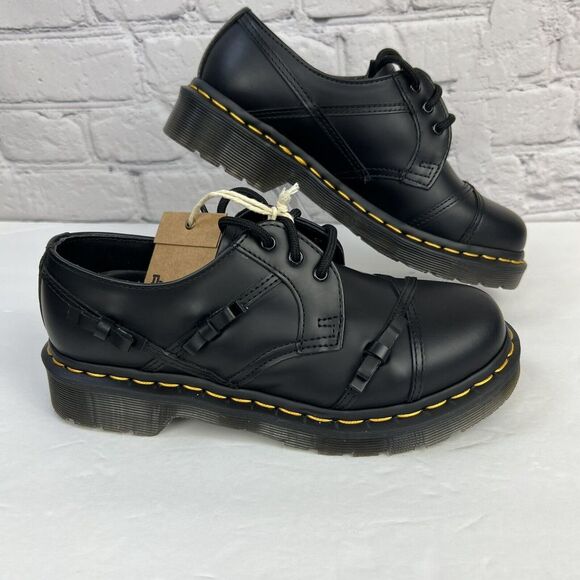 Dr. Martens 1461 Bow Oxford‎ Women's Black Smooth Leather Lace Up Shoes Size 6 - Picture 1 of 12